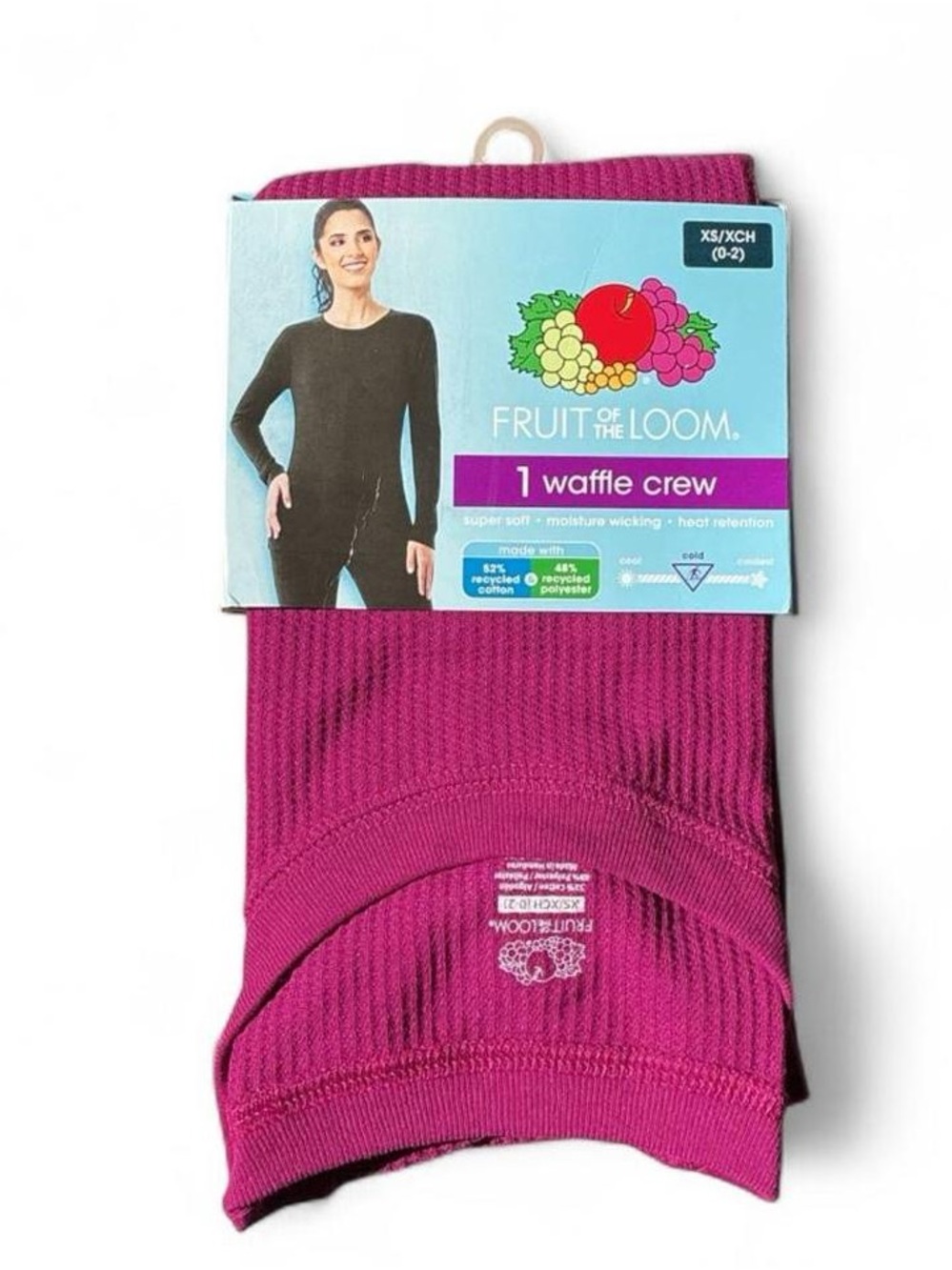 Fruit of the Loom Women's Waffle Crew Sweater - Magenta